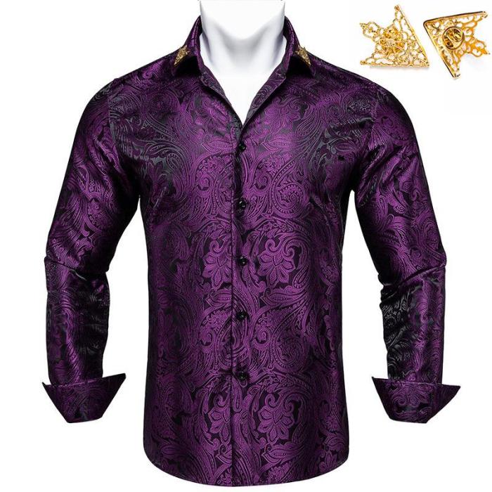 Mens purple pinstripe dress shirt