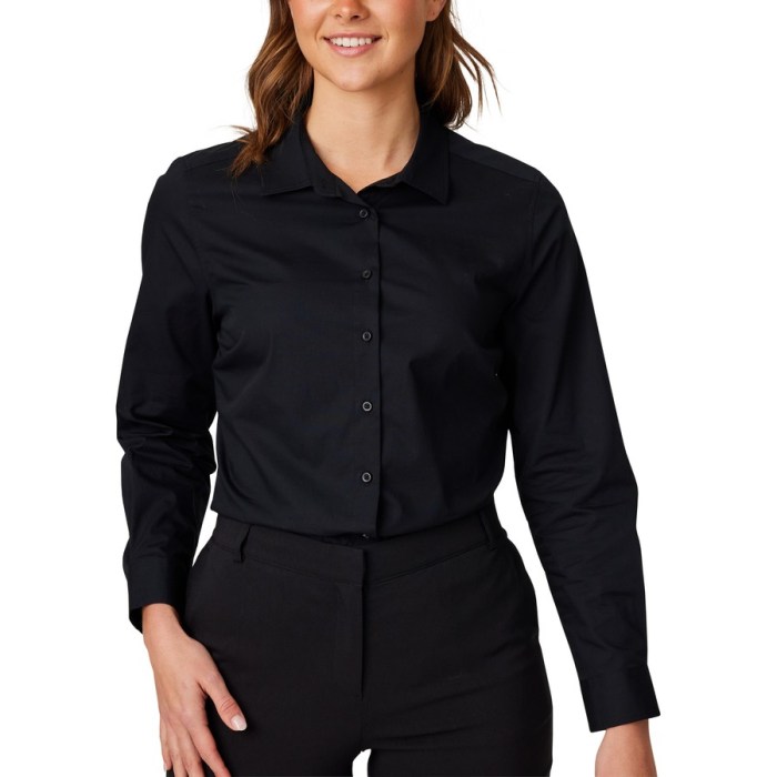 Woman black dress shirt