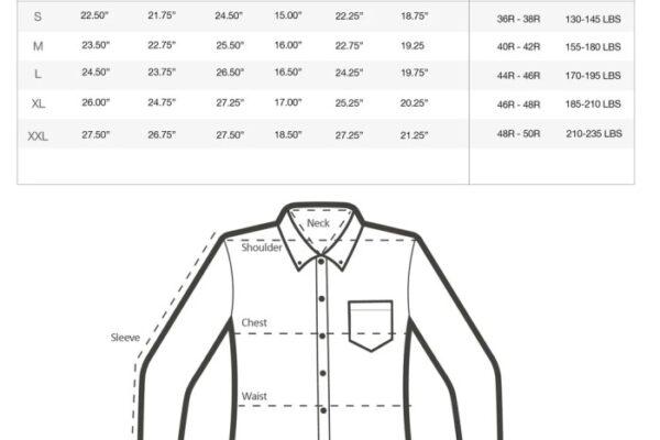 Men's dress shirt measurements