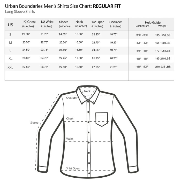 Men's dress shirt measurements