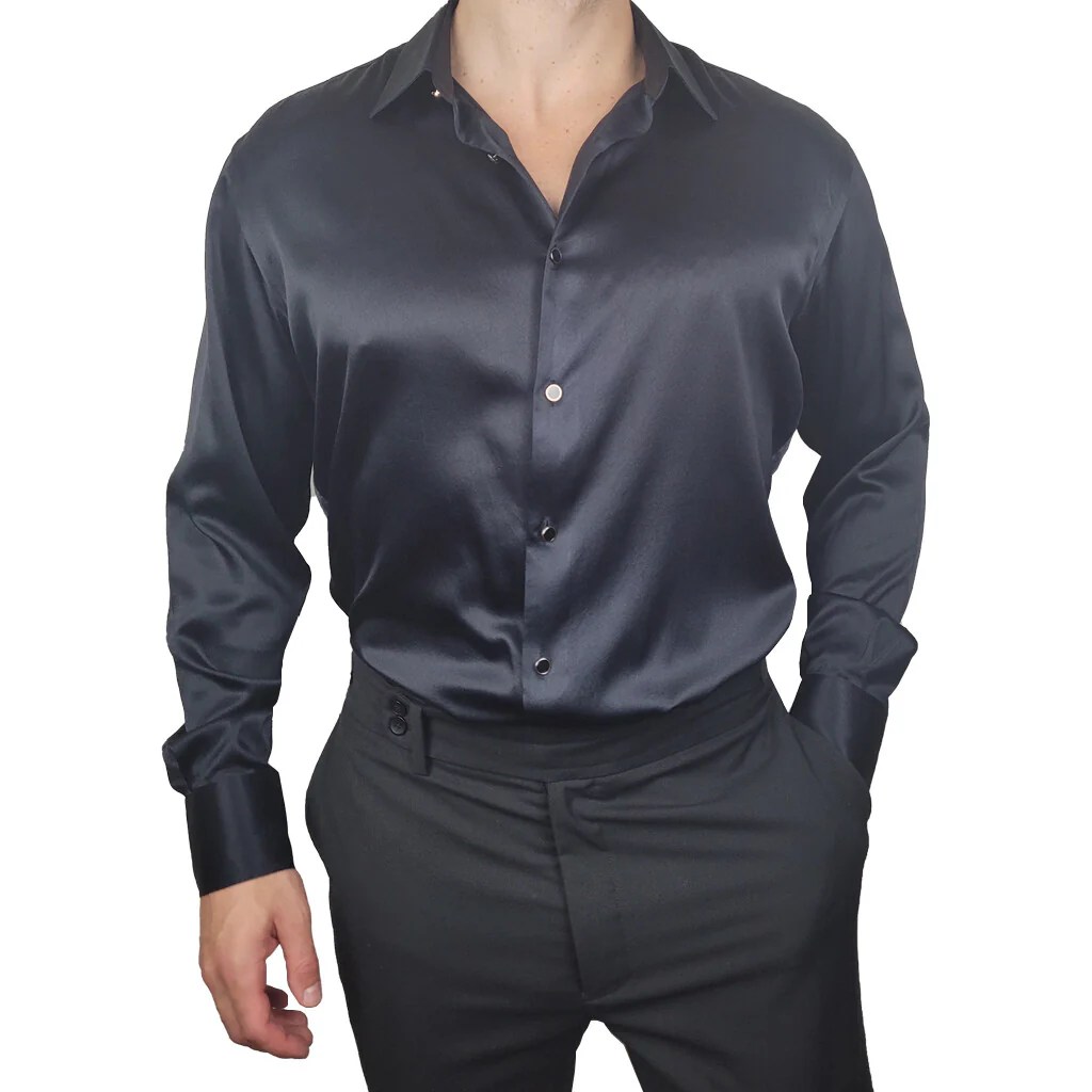 Silk dress shirt men