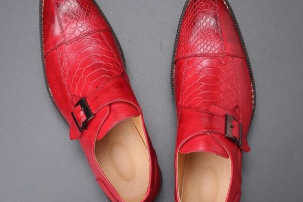 Mens red and white dress shoes